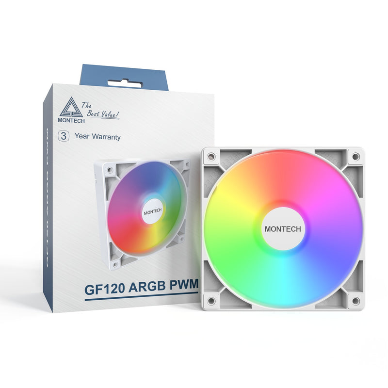 Afbeelding laden in galerijviewer, Montech gf120 argb pwm case fan (wit, 120 x 120 x 25 mm)
