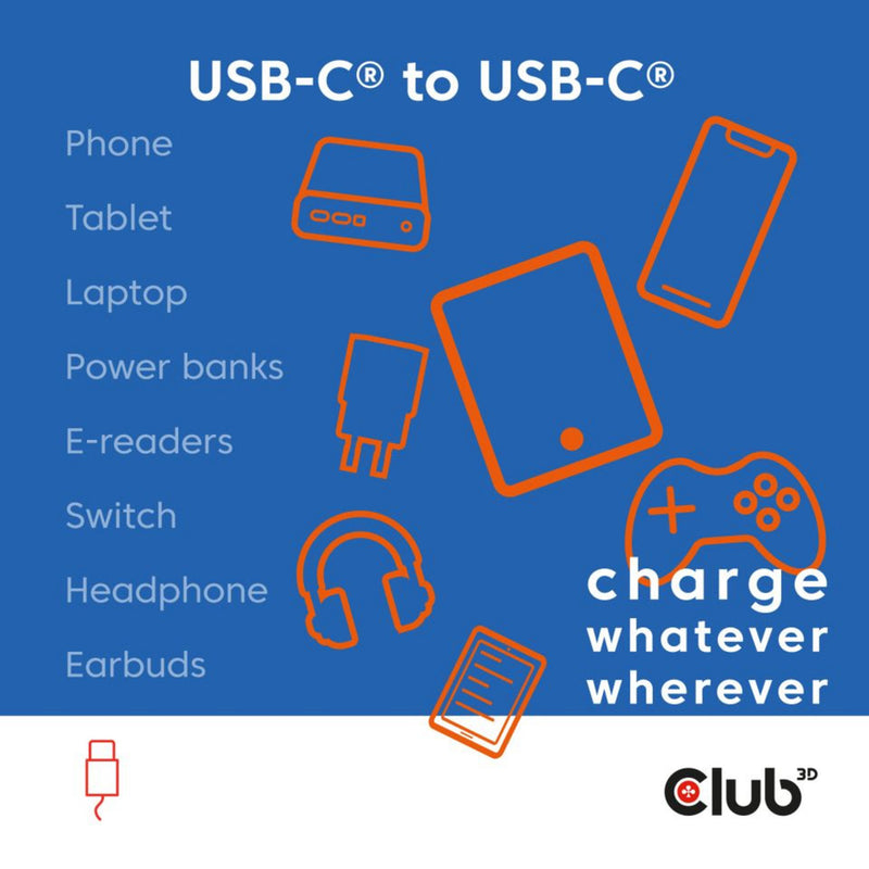 Afbeelding laden in galerijviewer, Club 3d usb-c magnetic-coil 240w pd3.1 blue cable, 2 meter kabel (blauw)