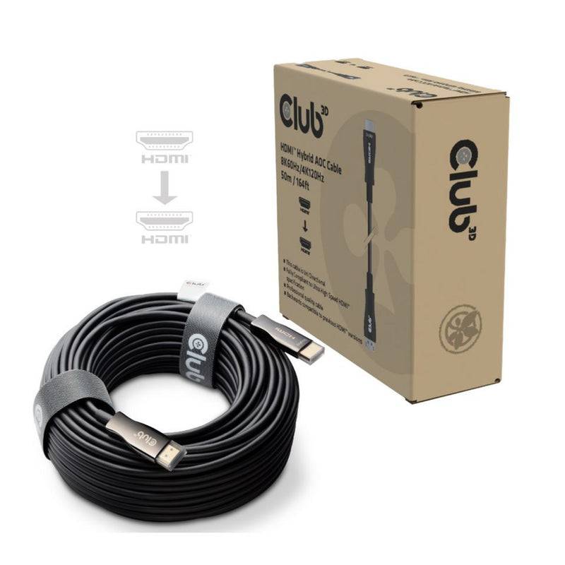 Afbeelding laden in galerijviewer, Club 3d hdmi hybride aoc kabel (zwart, 50 meter)