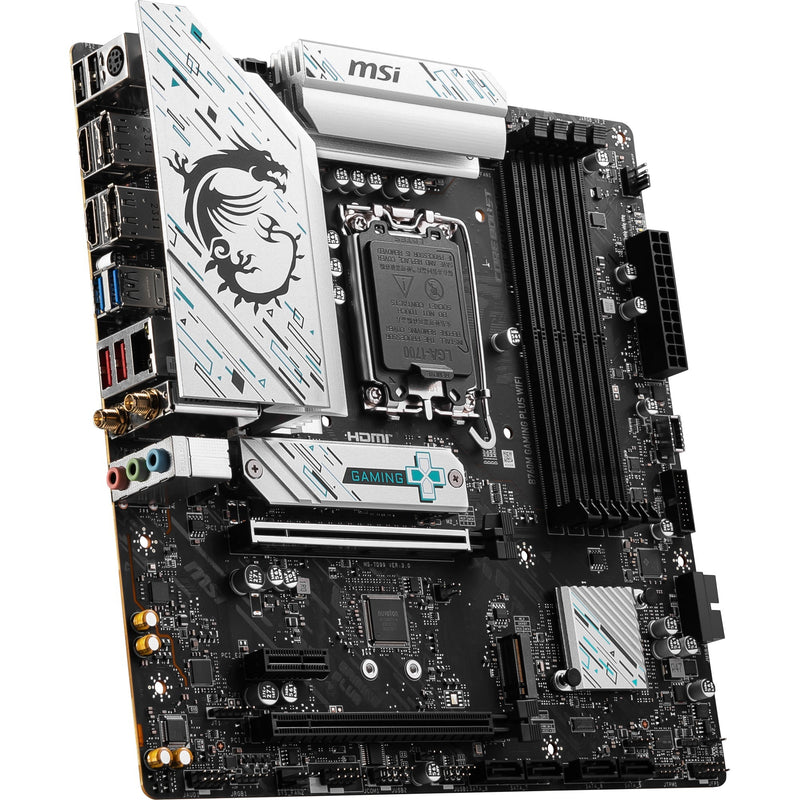 Afbeelding laden in galerijviewer, Msi b760m gaming plus wifi socket 1700 moederbord (zwart zilver, raid, 2.5 gb-lan, wi-fi 6e, bt, sound, µatx)
