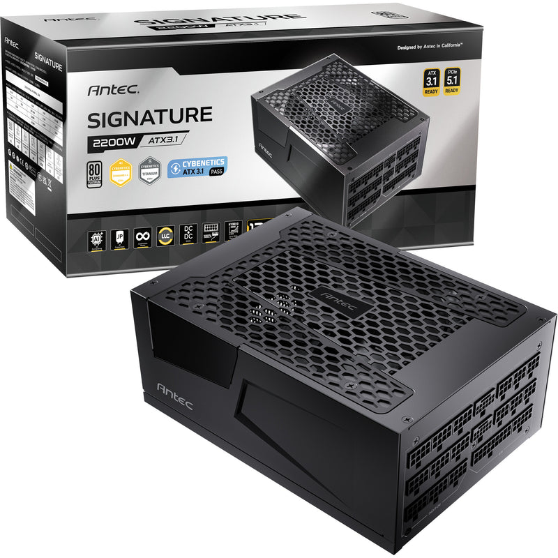 Afbeelding laden in galerijviewer, Antec signature 2200 platinum atx3.1 modulaire 2200 watt voeding (zwart, 2x 12v-2x6, 6x pcie)