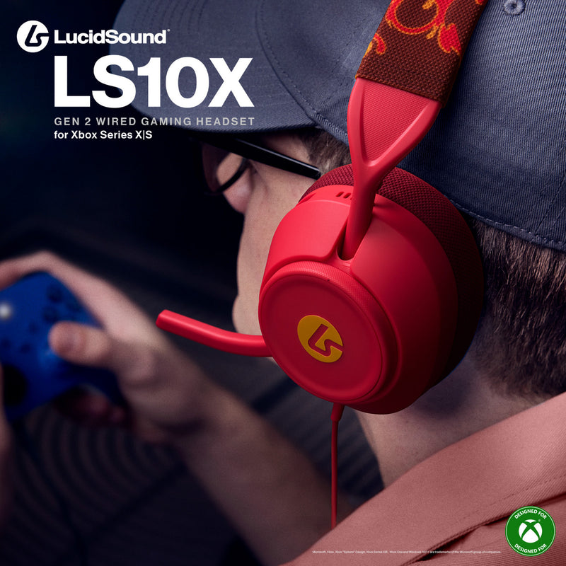 Afbeelding laden in galerijviewer, Powera lucidsound ls10x gen 2 bedrade gamingheadset voor xbox series x|s - rood vuur over-ear gaming headset (rood geel, xbox series x|s, xbox one, pc)