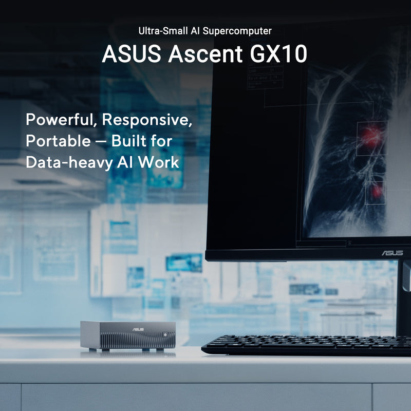 Afbeelding laden in galerijviewer, Asus ascent gx10 arm v9.2-a 128 1 mini-pc (donkergrijs | nvidia gb10 grace blackwell | dgx spark | nvlink-c2c | 128 gb | 1 tb ssd)