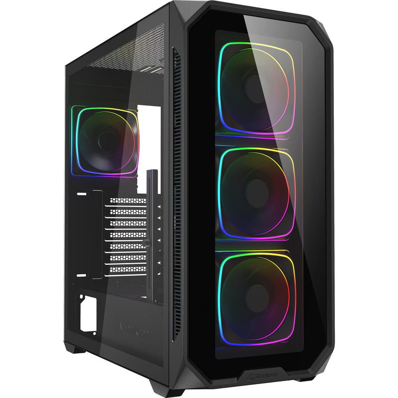 Afbeelding laden in galerijviewer, Sharkoon ak5g rgb midi tower behuizing (zwart | 2x usb-a | 1x usb-c | rgb | tempered glass)