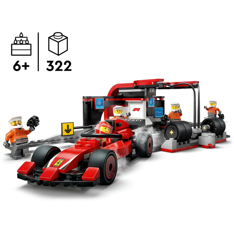 Afbeelding laden in galerijviewer, Lego city f1 pitstop en pitcrew met ferrari auto - 60443