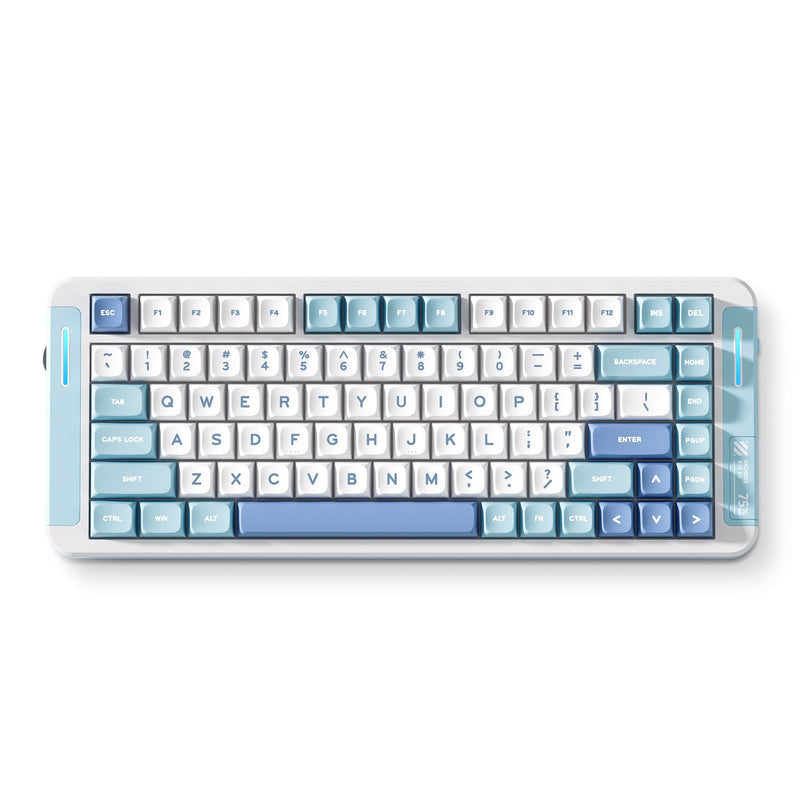 Afbeelding laden in galerijviewer, Mchose x75 v2 blue icy creamsicle custom mechanical keyboard (wit, us lay-out (qwerty), kailh box icy creamsicle, 75%, rgb, hot swap, double-shot pbt, draadloos | bluetooth | usb-c)