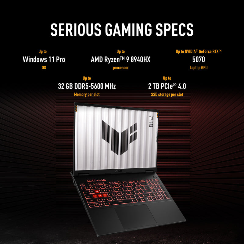 Afbeelding laden in galerijviewer, Asus tuf gaming a16 fa608um-rv253w 16 gaming laptop (grijs | ryzen 7 260 | rtx 5060 | 16 gb | 1 tb ssd)