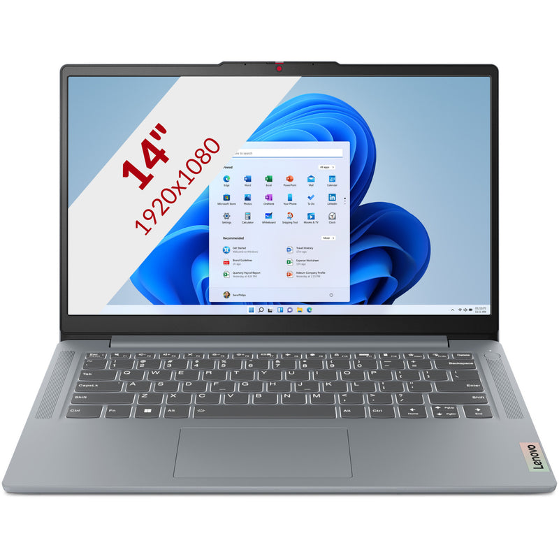 Afbeelding laden in galerijviewer, Lenovo ideapad slim 3 14ian8 (82xa0026mh) 14 laptop (grijs | core i3-n305 | intel uhd graphics | 8 gb | 128 gb ssd)