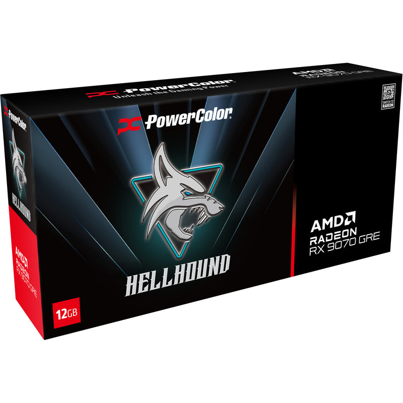 Afbeelding laden in galerijviewer, Powercolor radeon rx 9070 gre hellhound 12gb gddr6 grafische kaart (zwart, rdna4, 3x displayport, 1x hdmi 2.1)