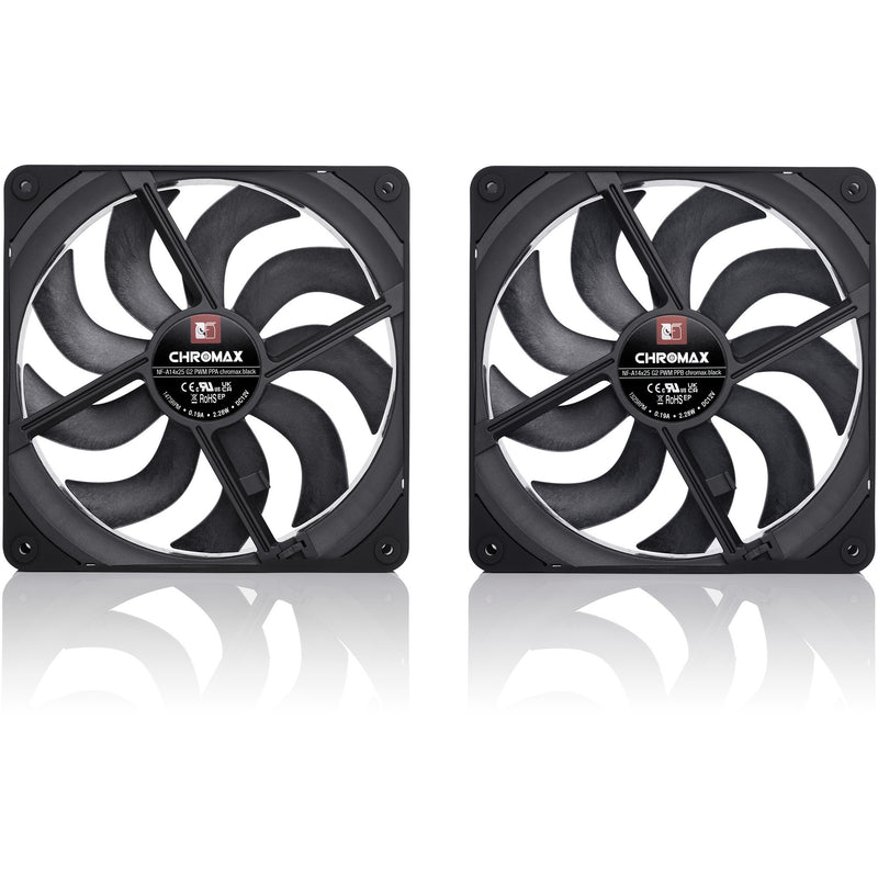 Afbeelding laden in galerijviewer, Noctua nf-a14x25 g2 pwm sx2-pp chromax.black case fans (zwart, 2 stuks, 140 x 140 x 25 mm)