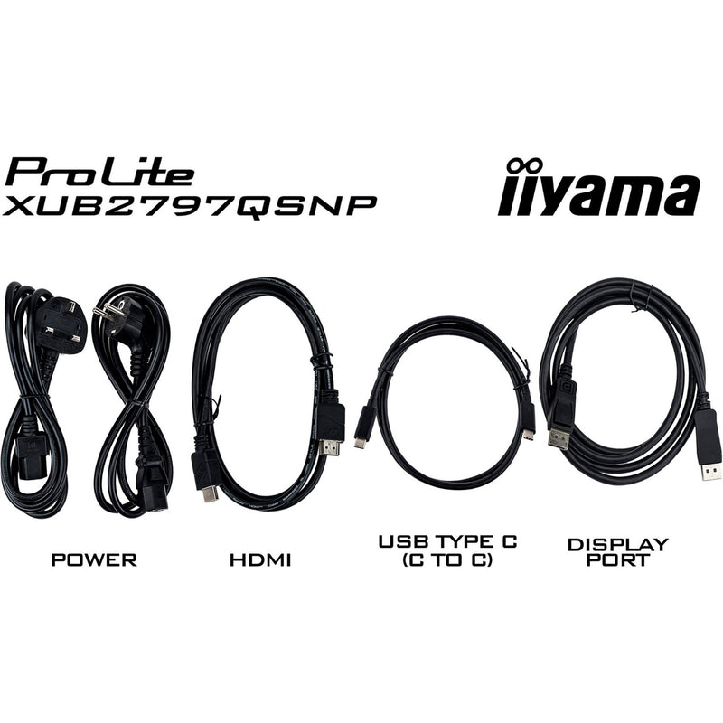 Afbeelding laden in galerijviewer, Iiyama prolite xub2797qsnp-b1 27 monitor (zwart (mat), hdmi, displayport, 3x usb-a, 3x usb-c, rj-45)