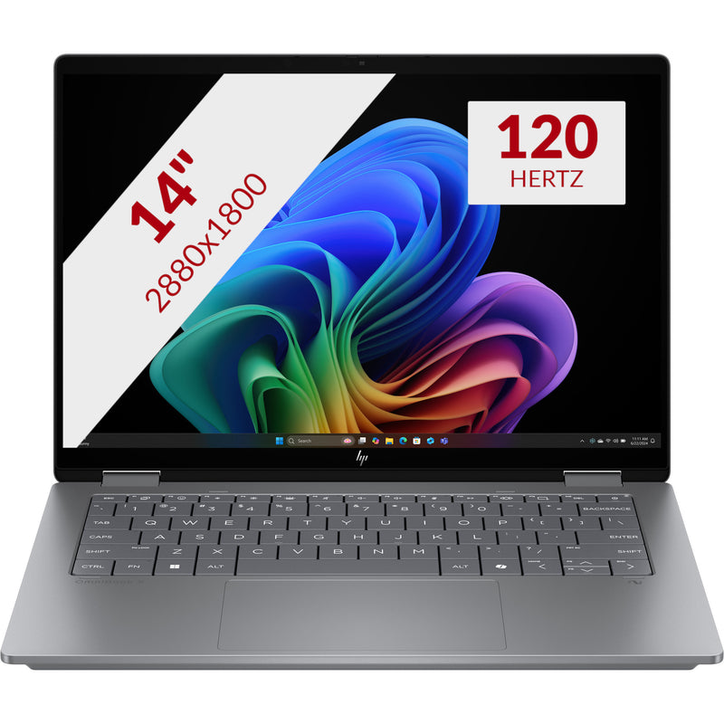 Afbeelding laden in galerijviewer, Hp omnibook x flipngai 14-fk0070nd 14 copilot+ 2-in-1 laptop (zilver | ryzen ai 7 350 | radeon 860m | 16 gb | 1 tb ssd | touch)