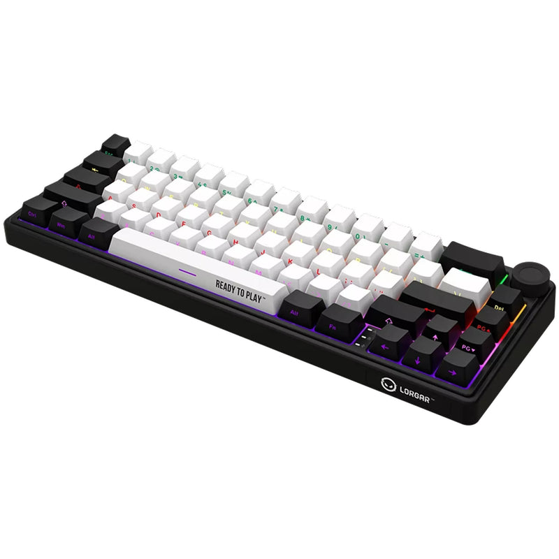 Afbeelding laden in galerijviewer, Lorgar kbp70mw rgb mechanisch gaming toetsenbord (zwart, us lay-out (qwerty), logar toxic purple, 65%, rgb, hot-swappable, pbt double-shot, bluetooth | 2.4ghz | usb)