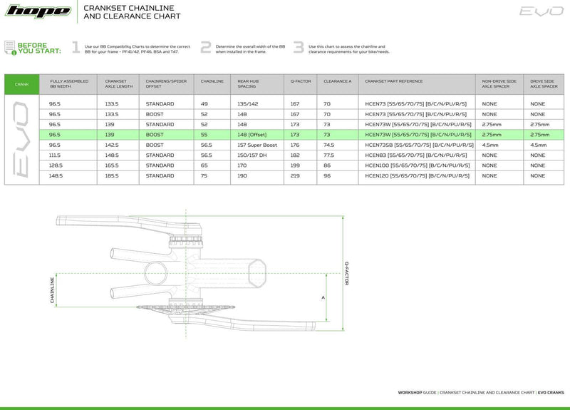 Afbeelding laden in galerijviewer, Hope evo 73mm wide crank