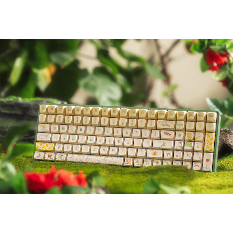 Afbeelding laden in galerijviewer, Iqunix f97 floral date rgb mechanisch gaming toetsenbord (groen, us lay-out (qwerty), gateron red, 96%, rgb leds, hot-swappable, pbt, 2.4ghz | bluetooth 5.1 | usb-c)