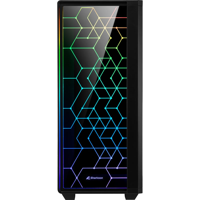 Afbeelding laden in galerijviewer, Sharkoon rgb lit 100 midi tower behuizing (zwart | 3x usb-a | rgb | window)