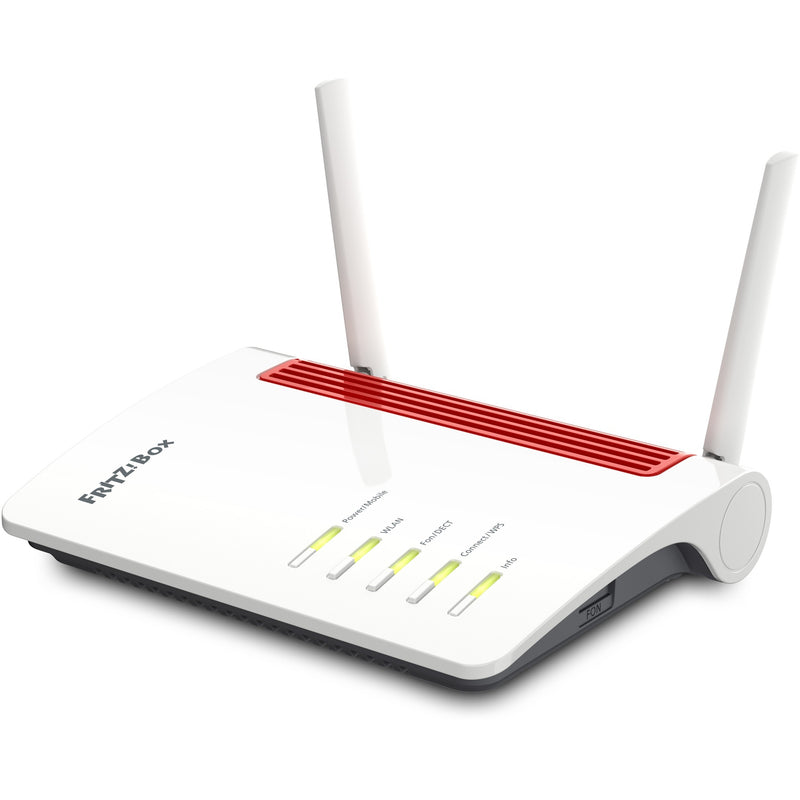 Afbeelding laden in galerijviewer, Fritz! box 6850 5g international wlan lte router (wit rood, mesh wi-fi, 4g (lte), 3g (umts hspa+)