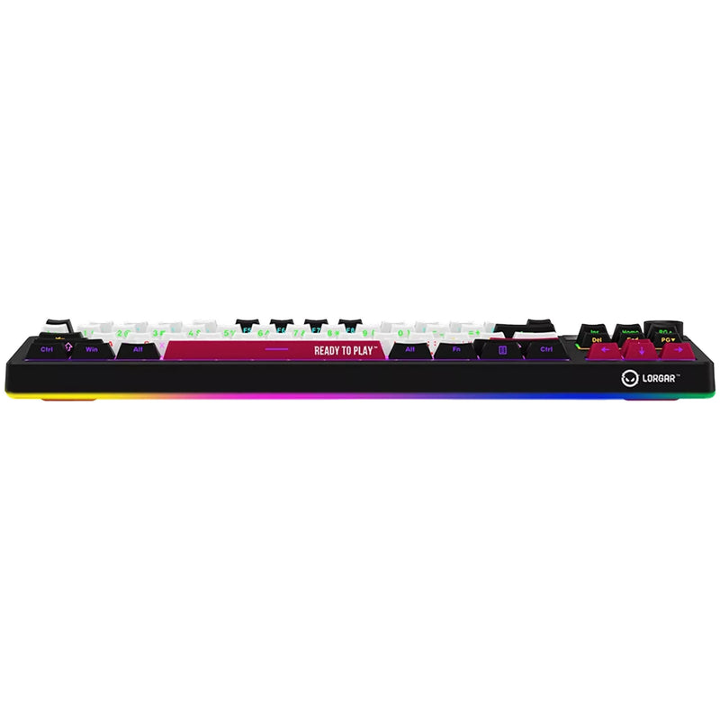 Afbeelding laden in galerijviewer, Lorgar kbp70tklw rgb mechanisch gaming toetsenbord (zwart, us lay-out (qwerty), logar toxic purple, 80% (tkl), rgb, hot-swappable, pbt double-shot, bluetooth | 2.4ghz | usb)