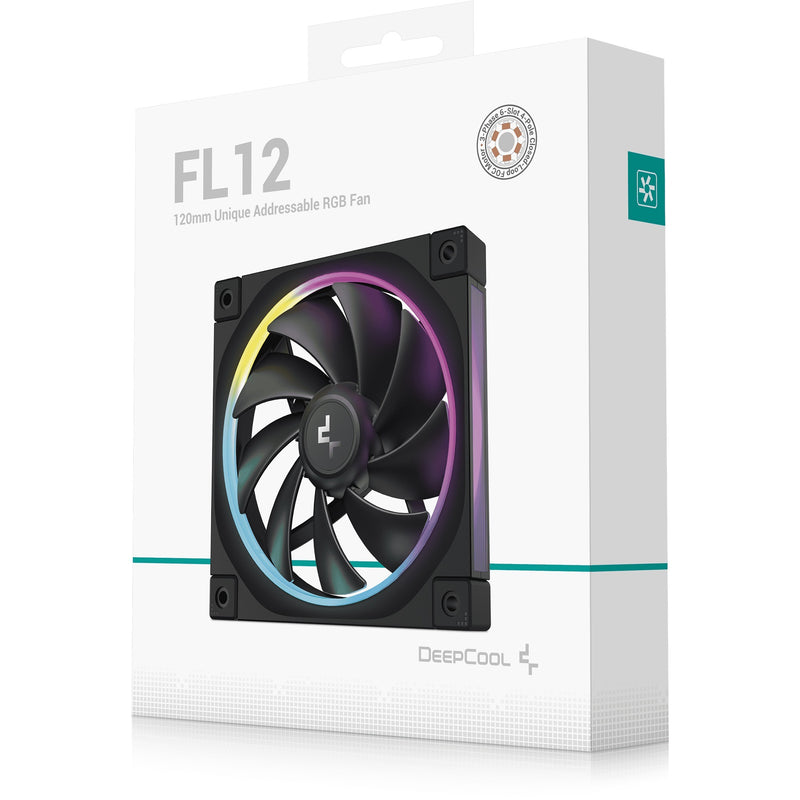 Afbeelding laden in galerijviewer, Deepcool fl12 rgb case fan (zwart, 120 x 120 x 25 mm, pwm)
