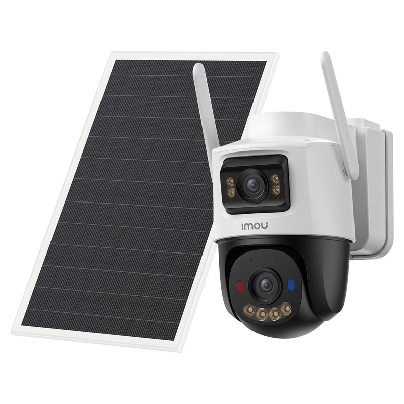 Afbeelding laden in galerijviewer, Imou aov dual lens 5mp+5mp buitencamera (wit, 3k, 4g lte, wifi 6, solar panel)