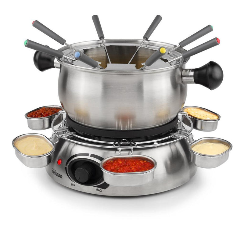 Afbeelding laden in galerijviewer, Tristar fo-1100 fondue (roestvrij staal, 8 personen, 1300 w, geschikt voor olie, chocolade en kaas)