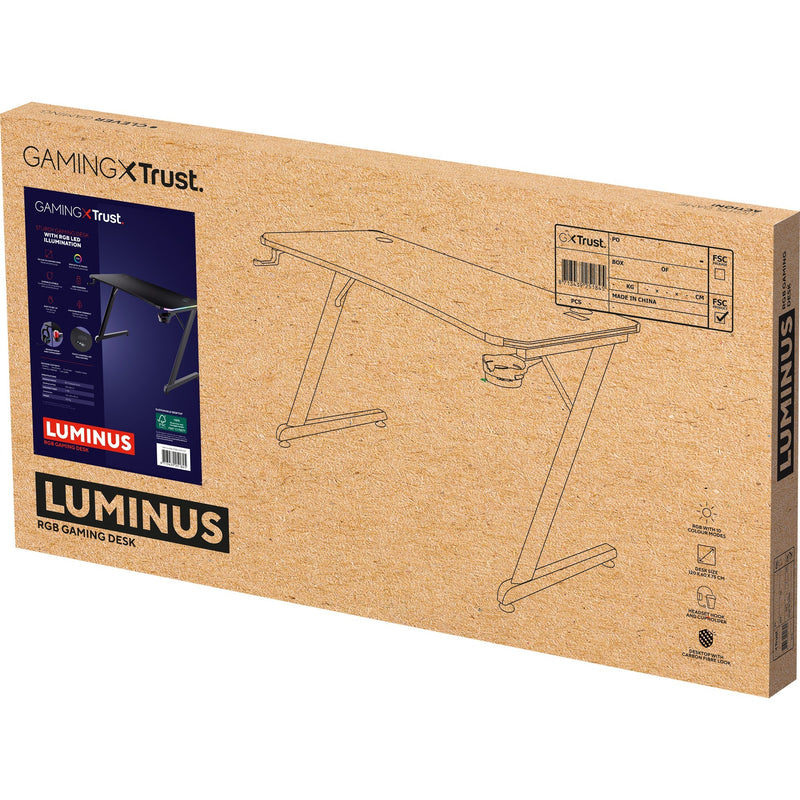 Afbeelding laden in galerijviewer, Trust gxt 709 luminus rgb-gamingbureau gaming desk (zwart)