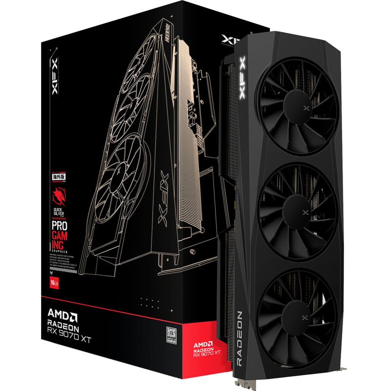 Afbeelding laden in galerijviewer, Xfx radeon rx 9070 xt quicksilver grafische kaart (zwart, rdna4, gddr6, 3x displayport, 1x hdmi 2.1)