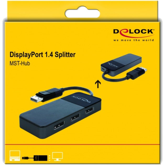 Afbeelding laden in galerijviewer, Delock displayport 1.4 in > 3x displayport out displayport splitter (zwart, 0,12 meter)