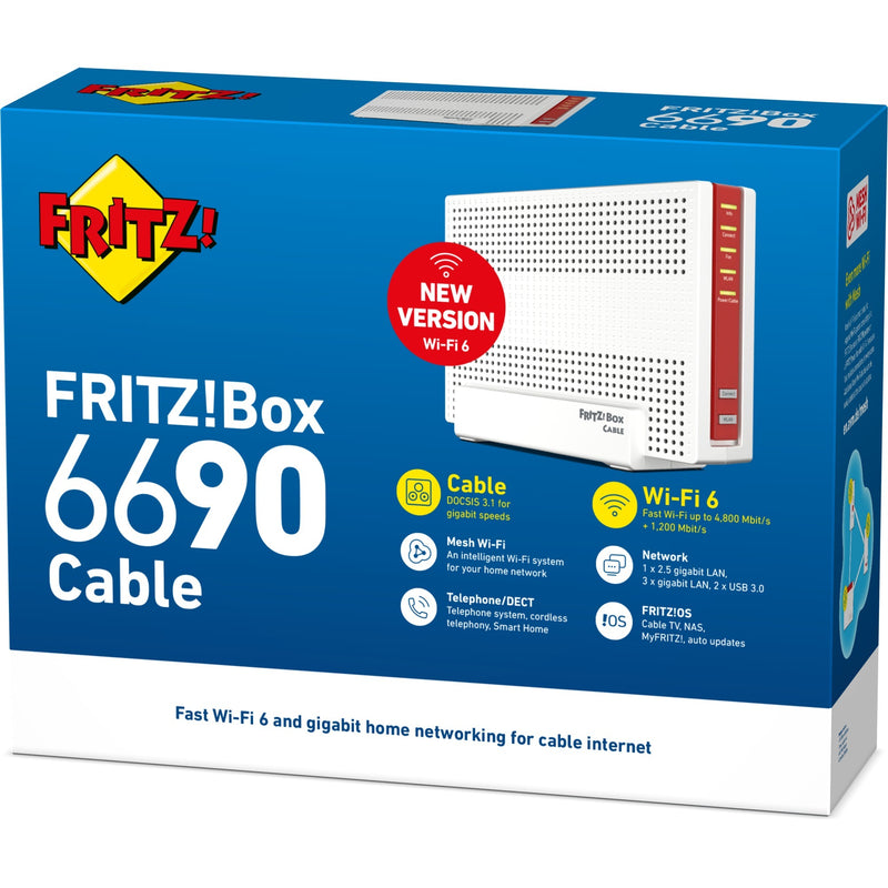 Afbeelding laden in galerijviewer, Fritz! box 6690 cable international router (wit rood)