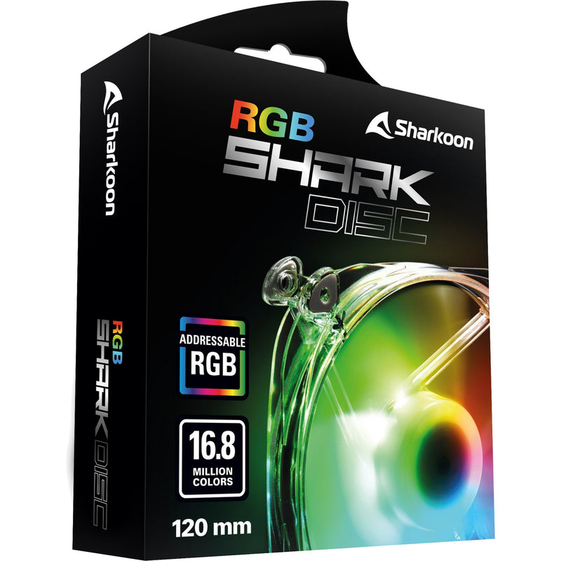 Afbeelding laden in galerijviewer, Sharkoon shark disc rgb case fan (transparant, 120 x 120 x 25 mm)