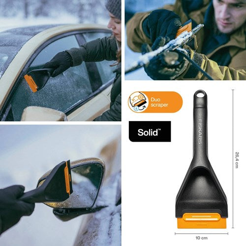 Afbeelding laden in galerijviewer, Fiskars solid serie - dubbele auto schraper - inwisselbaar mes - ergonomische handgreep