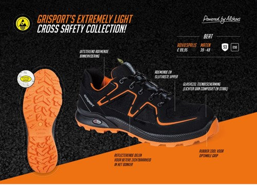 Afbeelding laden in galerijviewer, Grisport safety cross safety beat 33602 laag s3 zwart oranje - maat 48 - 00.049.007.48