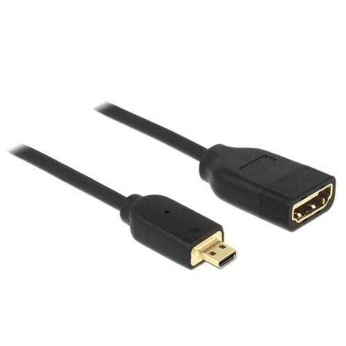 Afbeelding laden in galerijviewer, Delock micro hdmi > hdmi a adapter (zwart, 0,2 meter, 4k)