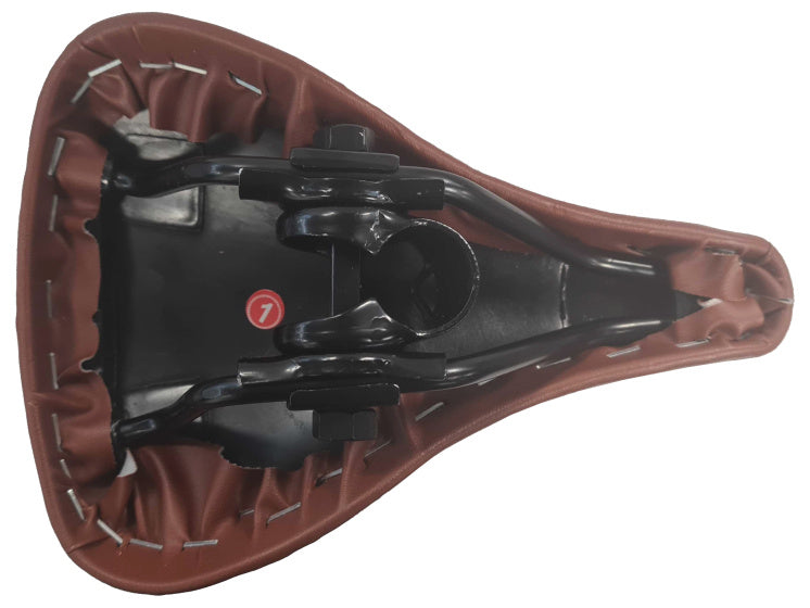 Afbeelding laden in galerijviewer, Hi-point zadel voor kinderfiets 12 of 14 inch imitatieleer bruin