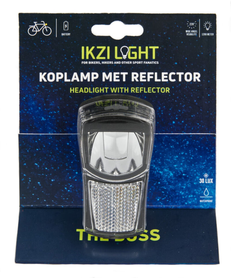 Afbeelding laden in galerijviewer, Ikzilight koplamp The Boss, 1 witte led 20LUX. incl bracket en batterijen (hangverpakking)