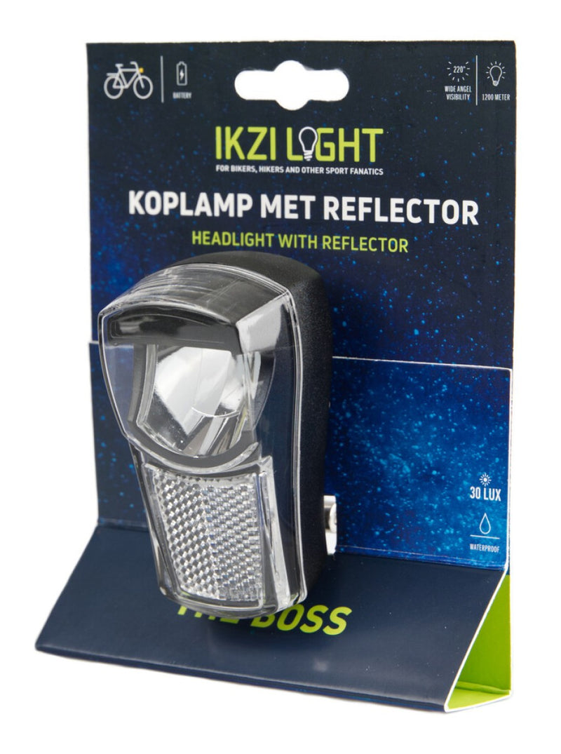 Afbeelding laden in galerijviewer, Ikzilight koplamp The Boss, 1 witte led 20LUX. incl bracket en batterijen (hangverpakking)