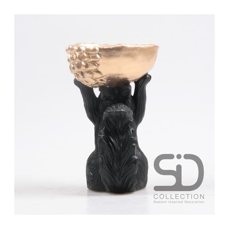 Afbeelding laden in galerijviewer, Season inspired decoration eekhoorn met bak 11x9,5x18cm zwart