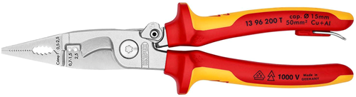 Afbeelding laden in galerijviewer, Knipex elektro installatietang geïsoleerd | meercomponenten-omhullingen | vde-gekeurd | geïntegreerde openingsveer - 13 96 200 t bk