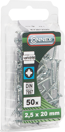 Afbeelding laden in galerijviewer, Connex houtschroef vz-k 2.5x20 50st vz - ky3012520