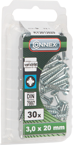 Afbeelding laden in galerijviewer, Connex houtschroef vz-k 3.0x20 30st vz - ky3013020