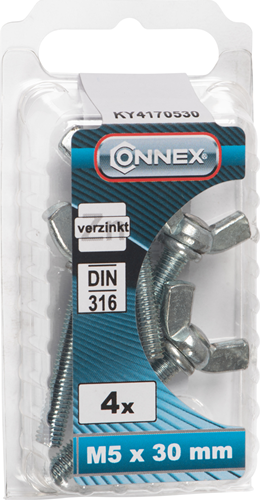 Afbeelding laden in galerijviewer, Connex vleugelbout m5x30 4st vz - ky4170530