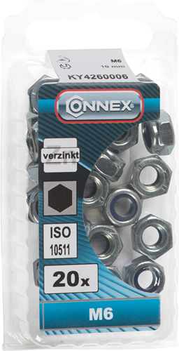 Afbeelding laden in galerijviewer, Connex borgmoer met nylonring m6 20st vz - ky4260006