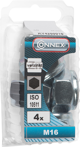 Afbeelding laden in galerijviewer, Connex borgmoer met nylonring m16 4st vz - ky4260016