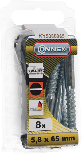 Afbeelding laden in galerijviewer, Connex kramschroef 5.8x65 gleuf 8st vz - ky5080065