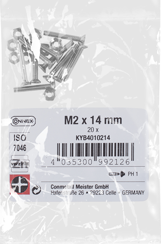Afbeelding laden in galerijviewer, Connex metaalschroef pk m2x14 vz ph 20st m - kyb4010214