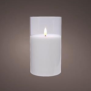 Afbeelding laden in galerijviewer, Enzo led flakkerkaars in glas 7,5x12,5cm wit - 5509660