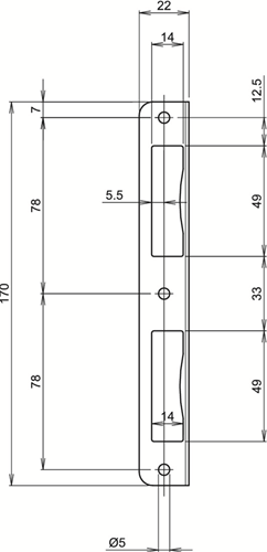 Afbeelding laden in galerijviewer, Lips sph2420s hoeksluitplaat voor dag- en nachtschoot voor opdekdeuren | staalverzinkt. | 170 x 22 mm - 7170347