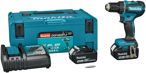 Afbeelding laden in galerijviewer, Makita ddf485rtj 18v boor- en schroefmachine brushless 5,0 ah accu (2 st), snellader, mbox