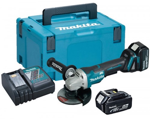 Afbeelding laden in galerijviewer, Makita dga508rtj 18v haakse slijper 125mm 5,0ah accu (2 st), snellader, mbox, met veiligheidsschakelaar