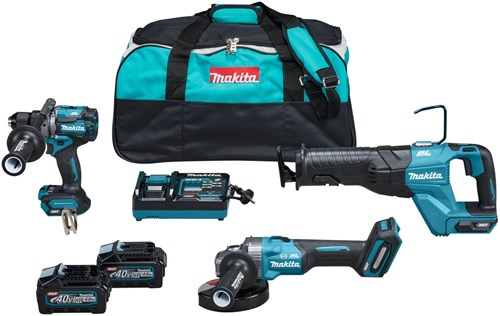 Afbeelding laden in galerijviewer, Makita dk0159g301 | combiset | 40 v max | 4,0 ah accu | snellader | df001g, ga005, jr001g | in tas